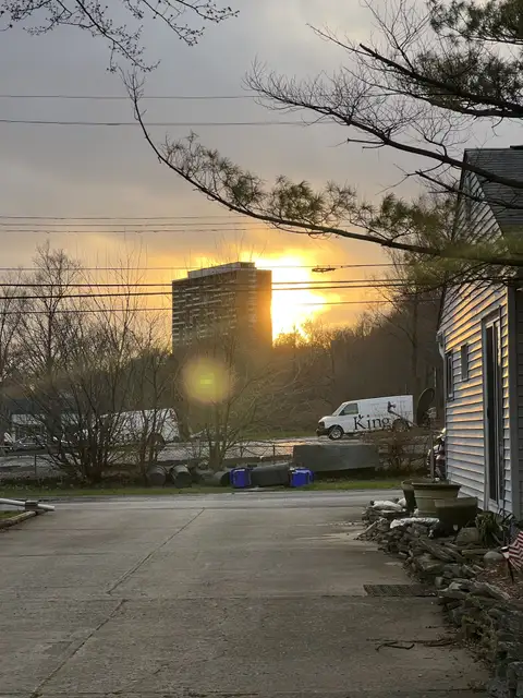 The day's last light, a warm urban goodbye.